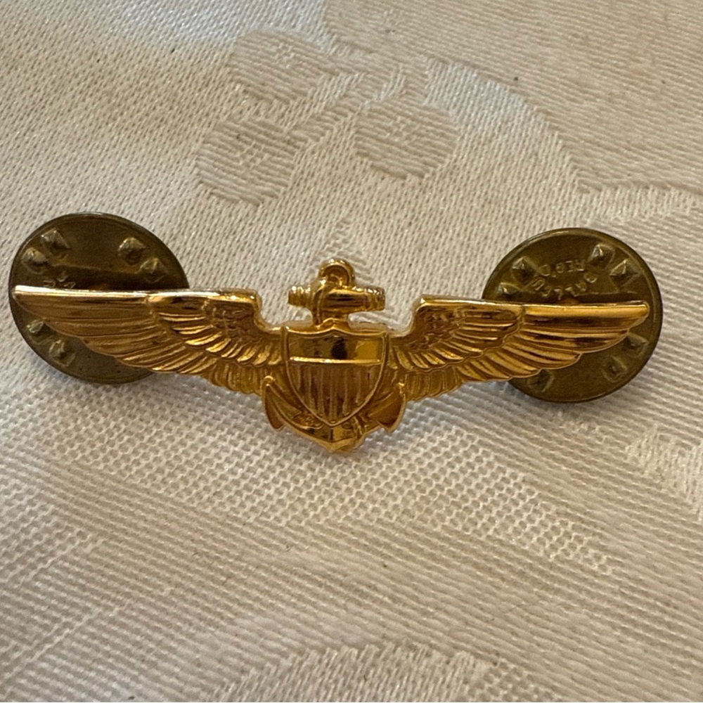 G Vintage US Navy Pilot Aviator Wings 10k GF Pin - Military Naval WW2 EUC